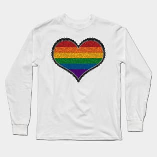 Elegant LGBT Rainbow Pride Decorative Heart in Pride Flag Colors Long Sleeve T-Shirt